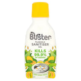 Buster Plughole Sanitiser Gel 300ml, with a yellow cap and green-yellow graphics, kills 99.9% of germs, deodorises drains, and keeps plugholes fresh and hygienic—a powerful drain cleaner.